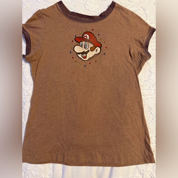 Nintendo Brown Short Sleeve Kids Tee with Mario Design size XL. B5 - Picture 1 of 6